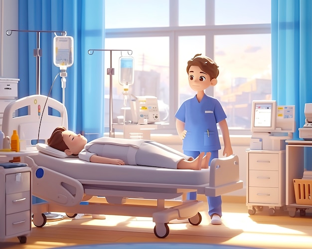 Free Photo 3d cartoon hospital healthcare scene