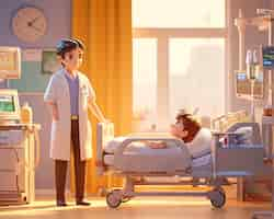 Free photo 3d cartoon hospital healthcare scene