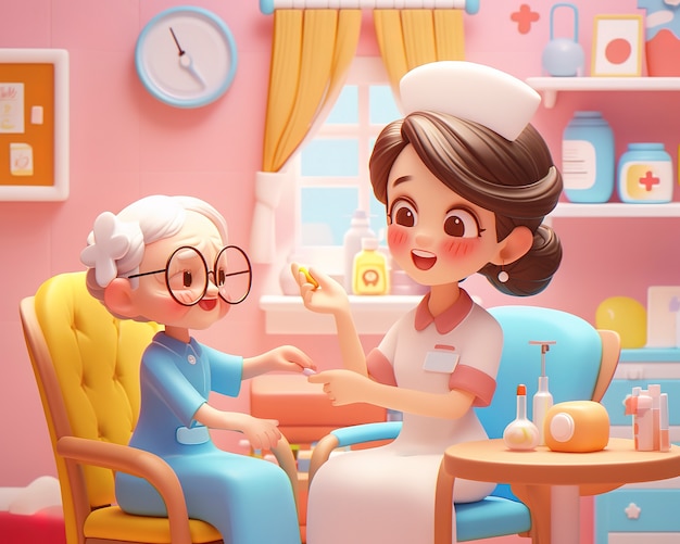 Free Photo 3d cartoon hospital healthcare scene