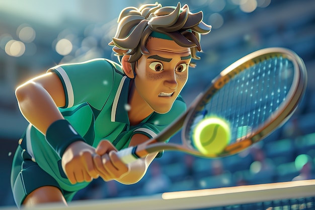 Free photo 3d cartoon individual playing tennis