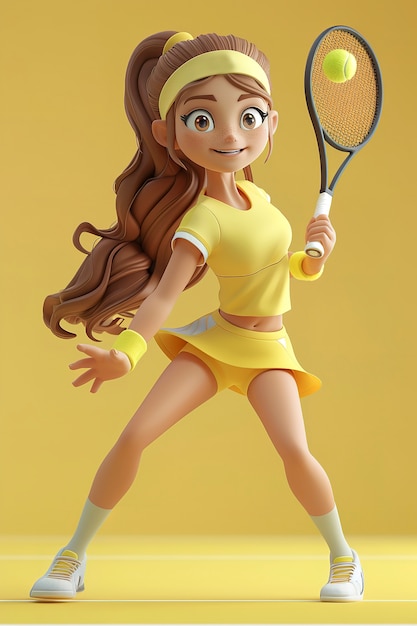 Free Photo 3d cartoon individual playing tennis