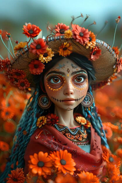 3d cartoon latin american traditional people