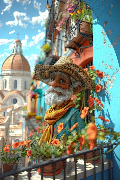 3d cartoon latin american traditional people