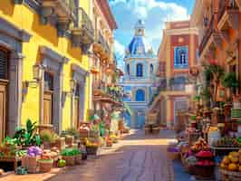 Free photo 3d cartoon latin american village scenery