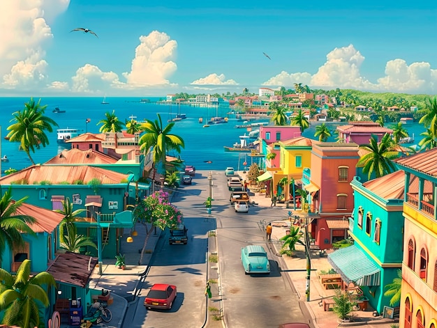 Free photo 3d cartoon latin american village scenery