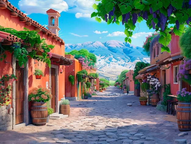 Free photo 3d cartoon latin american village scenery