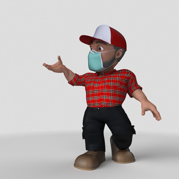 Free photo 3d cartoon lumberjack character