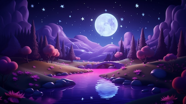 3d cartoon night sky