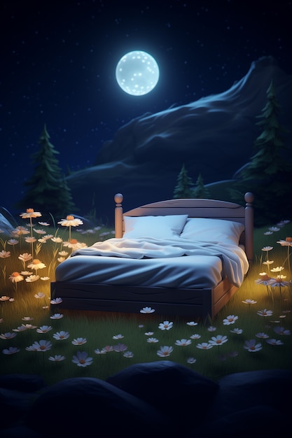 Free photo 3d cartoon night sky