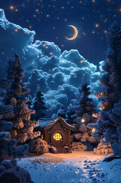 3d cartoon night sky