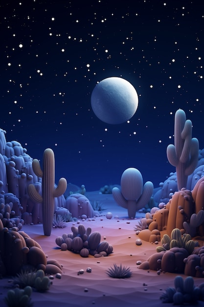 3d cartoon night sky