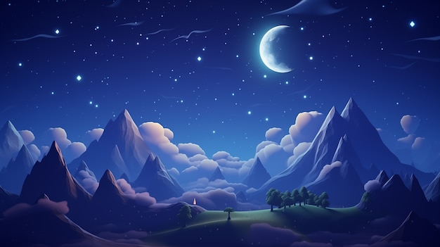 3d cartoon night sky