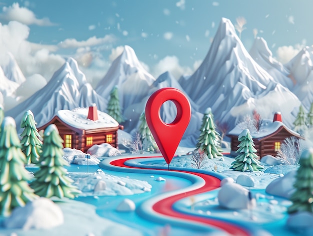 3d cartoon pin location