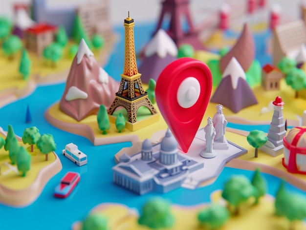 3d cartoon pin location