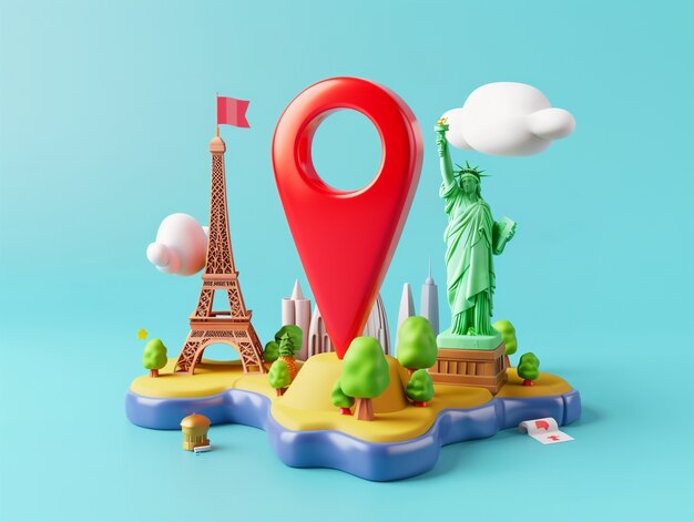 3d cartoon pin location