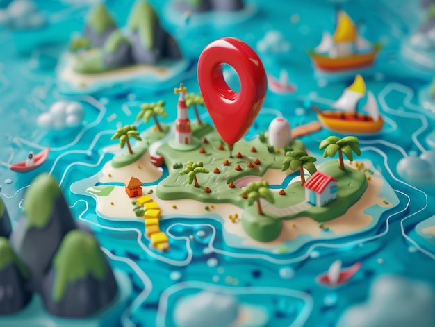 3d cartoon pin location