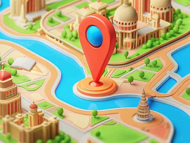 3d cartoon pin location