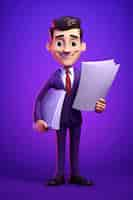 Free photo 3d cartoon portrait of person practicing a law profession