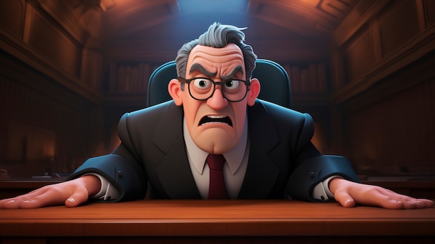 Free Photo 3d cartoon portrait of person practicing a law related profession