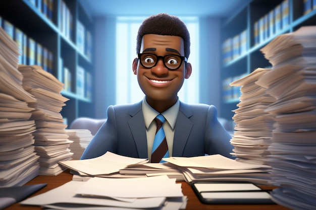 3d cartoon portrait of person practicing a law related profession