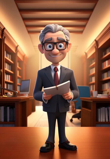 3d cartoon portrait of person practicing a law related profession