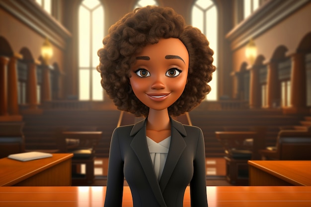 3d cartoon portrait of person practicing a law related profession