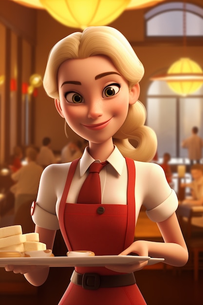 3d cartoon portrait of working woman in celebration of labour day