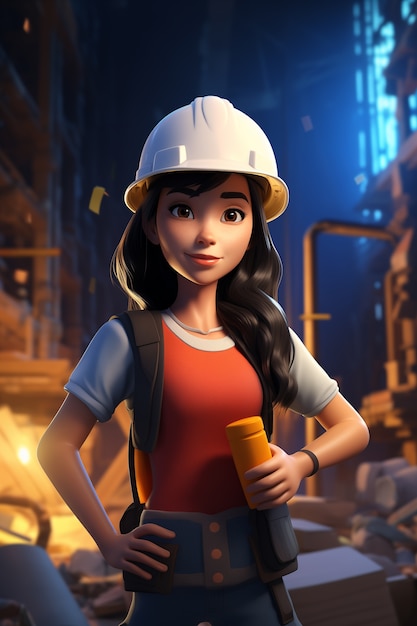 Free photo 3d cartoon portrait of working woman in celebration of labour day