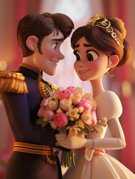 Free Photo 3d cartoon princess and prince