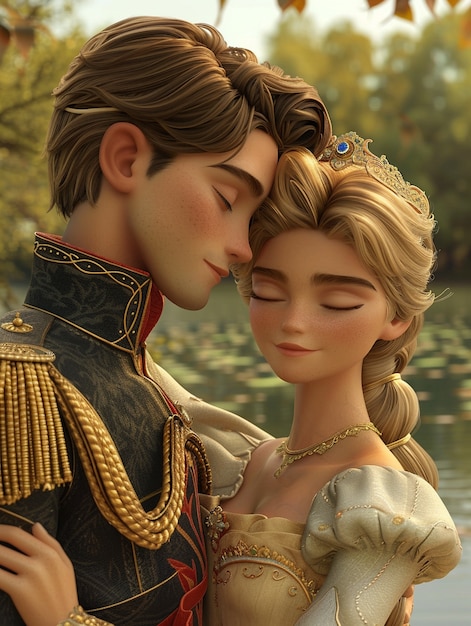 3d cartoon princess and prince