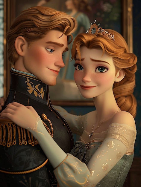 3d cartoon princess and prince