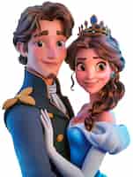 Free photo 3d cartoon princess and prince