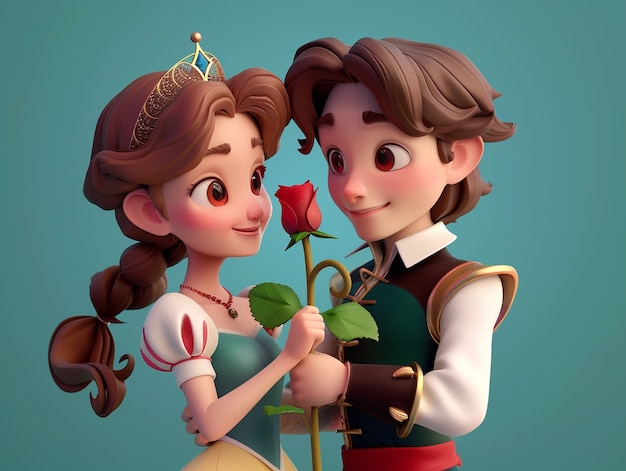 Free Photo 3d cartoon princess and prince