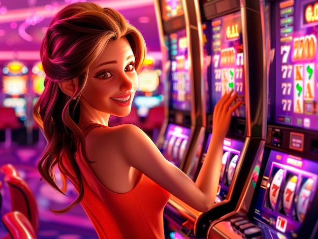 Free photo 3d cartoon rendering of person playing in a casino