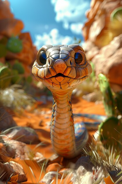 Free Photo 3d cartoon snake in nature