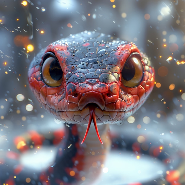 3d cartoon snake in nature