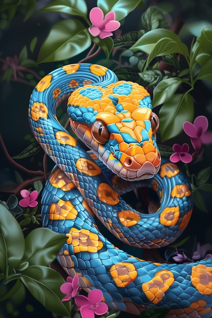 Free Photo 3d cartoon snake in nature