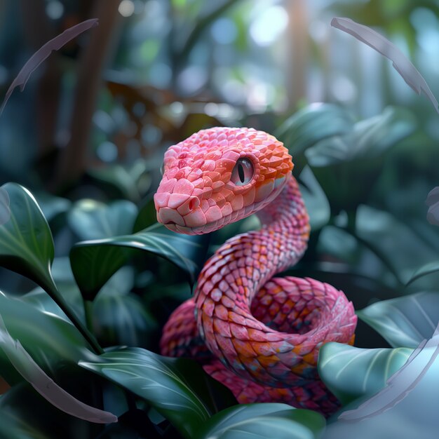 3d cartoon snake in nature