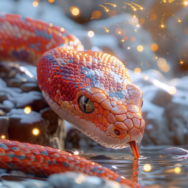 Free photo 3d cartoon snake in nature