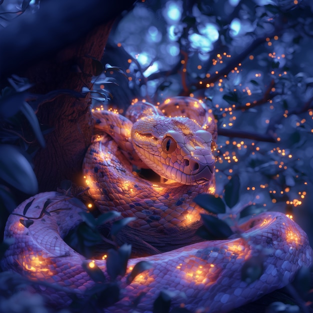 3d cartoon snake in nature