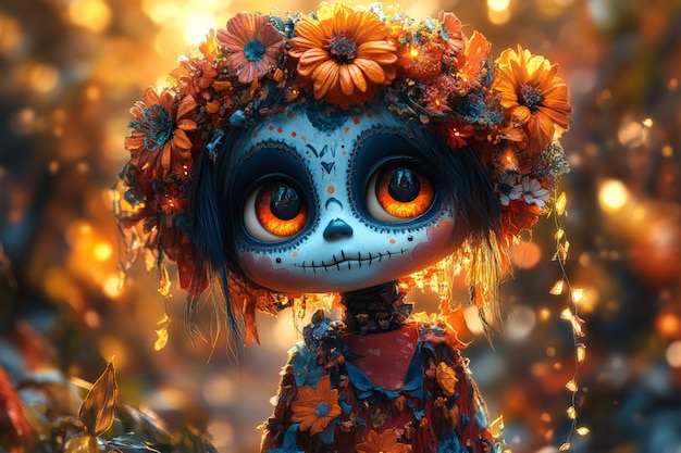 Free Photo 3d cartoon style illustration for dia de muertos celebration