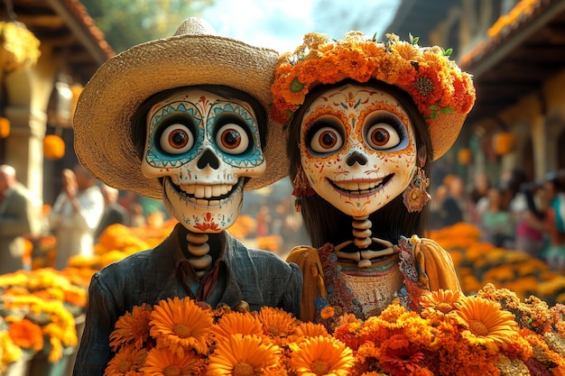 Free photo 3d cartoon style illustration for dia de muertos celebration