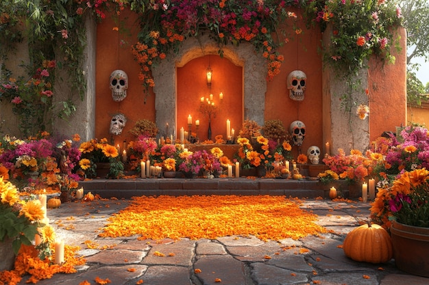 Free photo 3d cartoon style illustration for dia de muertos celebration