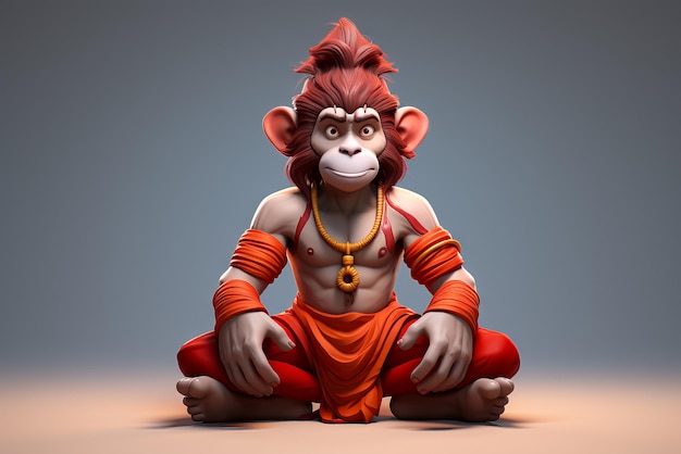 Free Photo 3d cartoon style image of the hindu deity hanuman