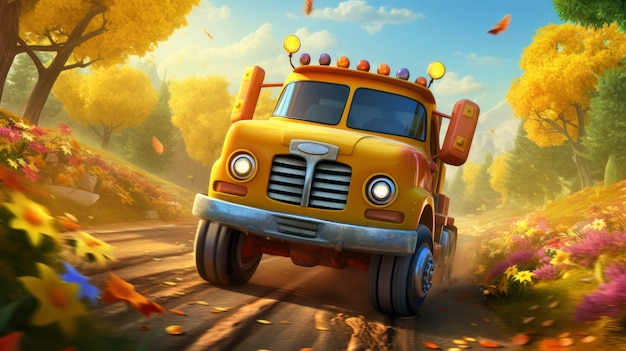 Free Photo 3d cartoon truck illustration