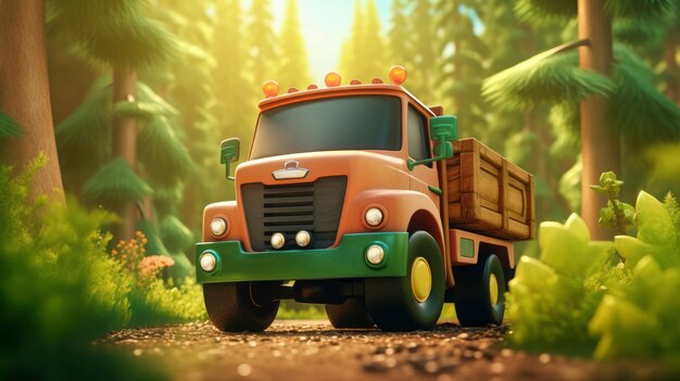 3d cartoon truck illustration