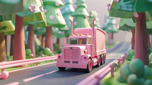 Free photo 3d cartoon truck illustration