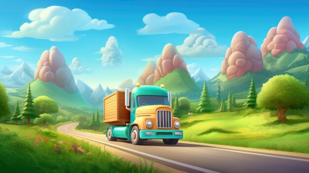 3d cartoon truck illustration