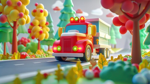 3d cartoon truck illustration