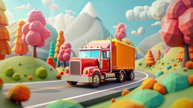 Free photo 3d cartoon truck illustration